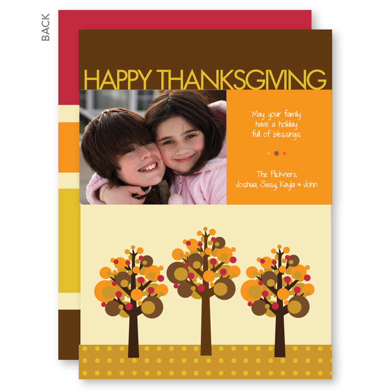 Three Fall Modern Trees Thanksgiving Cards