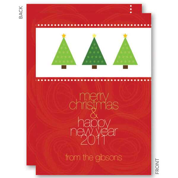 Three Xmas Trees Christmas Cards
