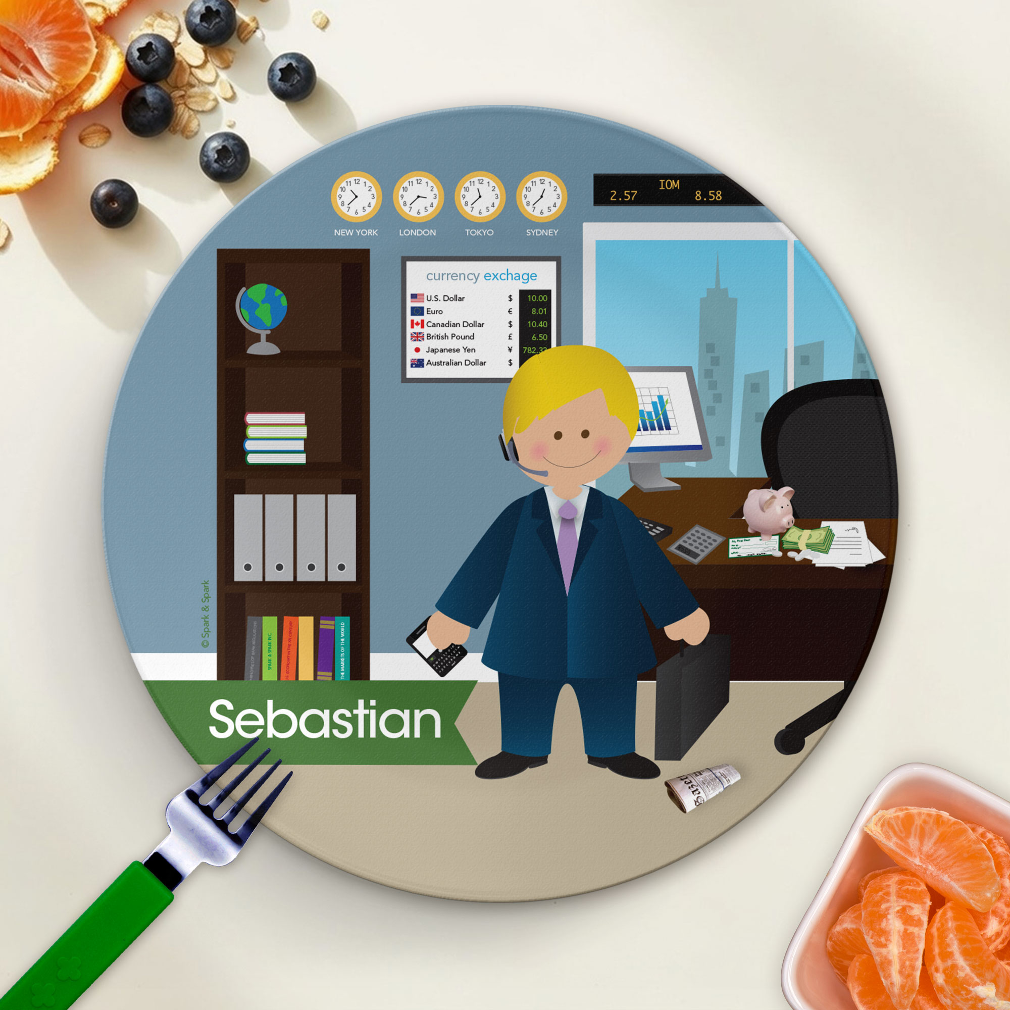 A Boy Crunching Numbers Kids Plates