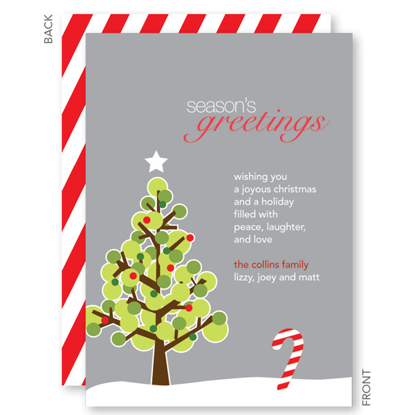 Dotted Xmas Tree Gray Christmas Cards