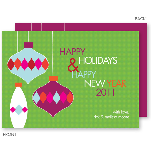 Hanging Ornaments Green Christmas Cards