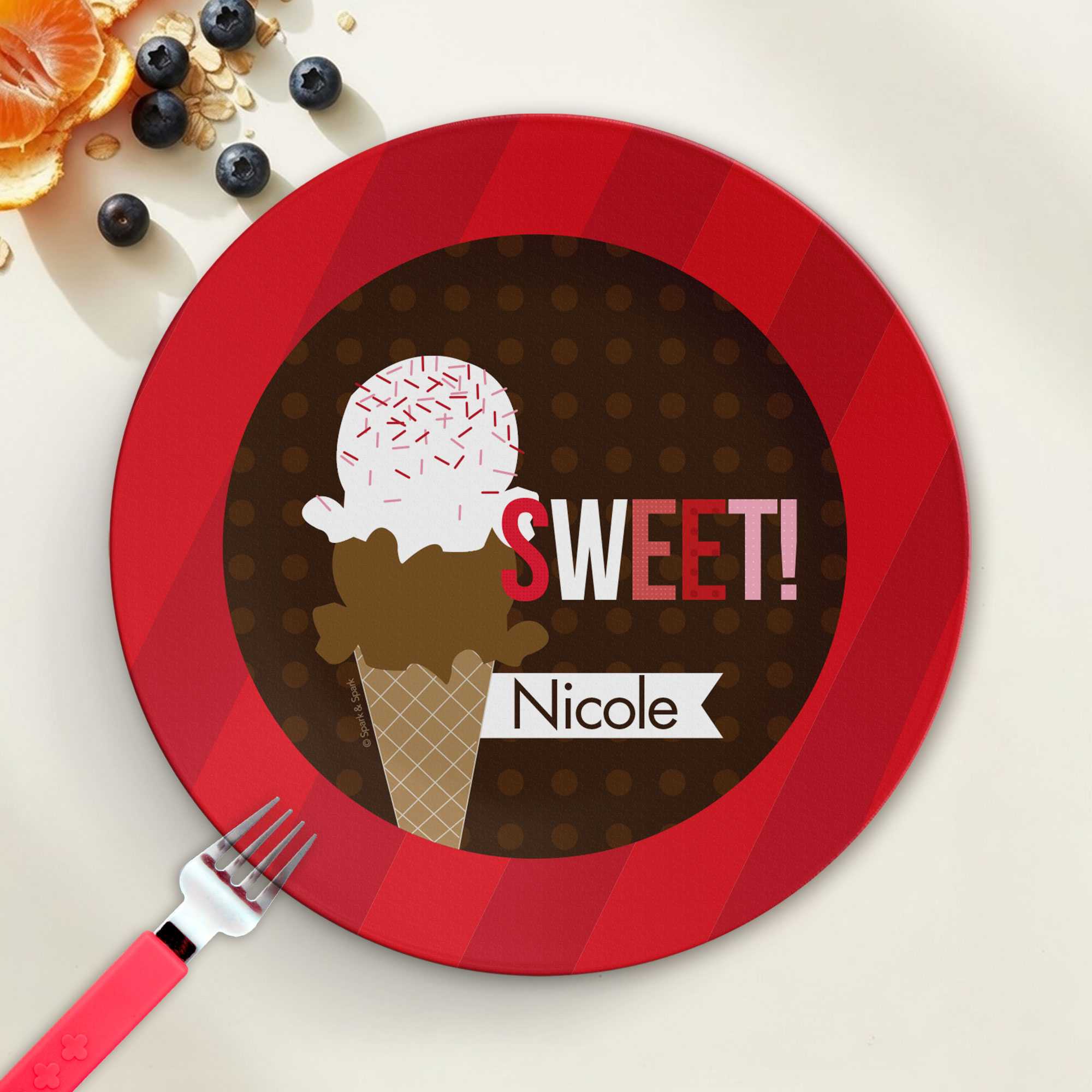 Sweet and Yummy Red Custom Plate for Girls
