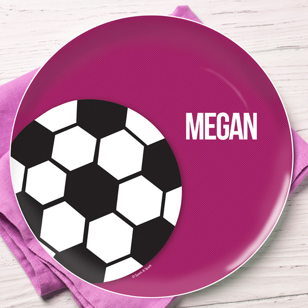 Girl Soccer Fan Purple Kids Plates