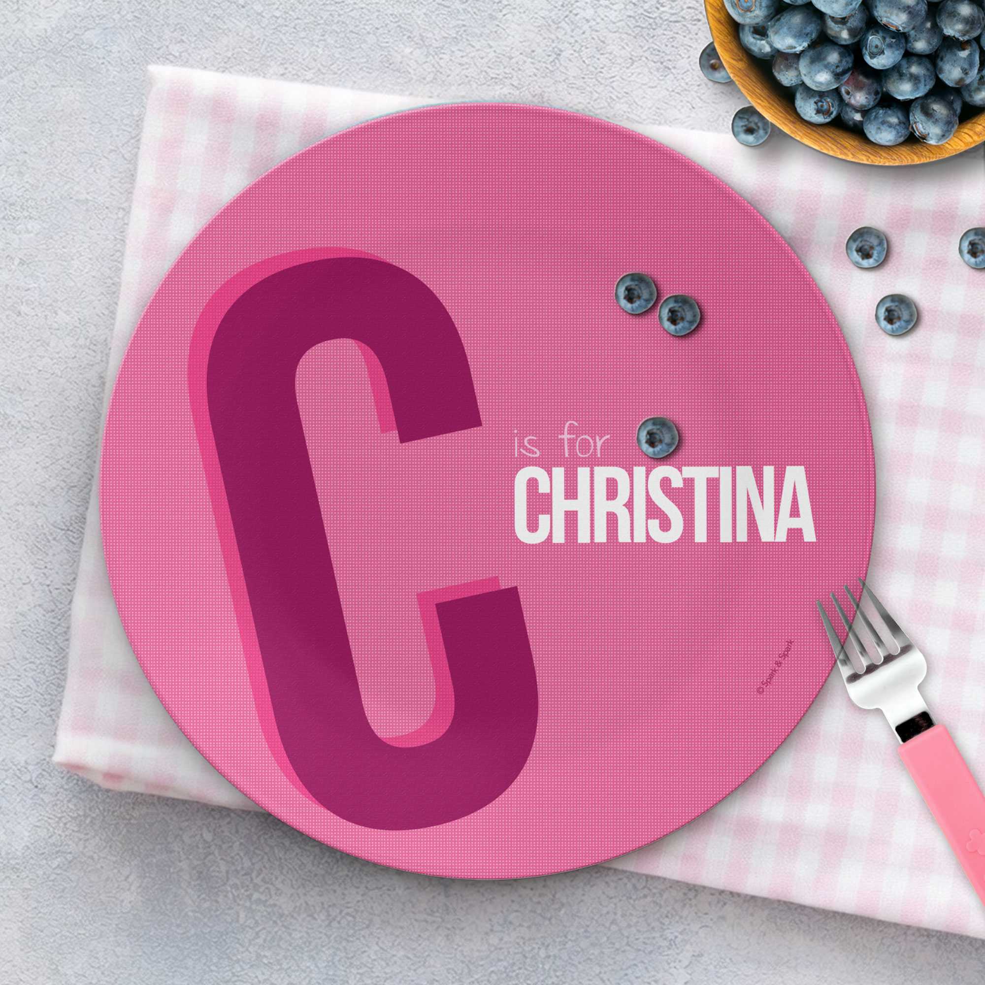 Double Initial Pink Custom Plate for Girls