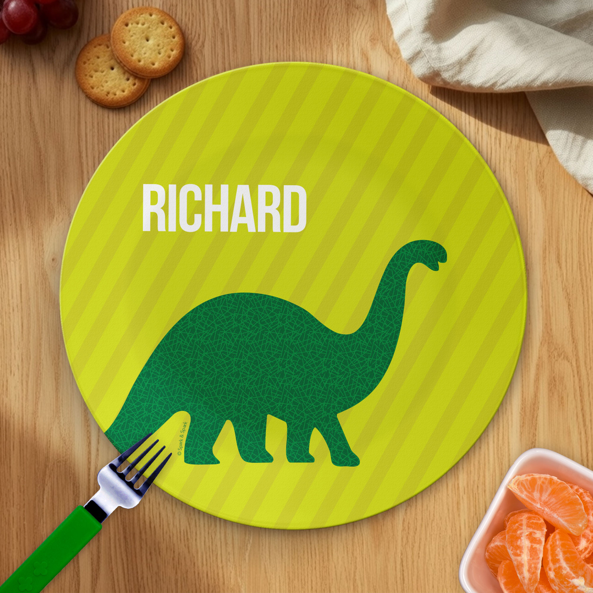 Dino And Me Green Kids Plates