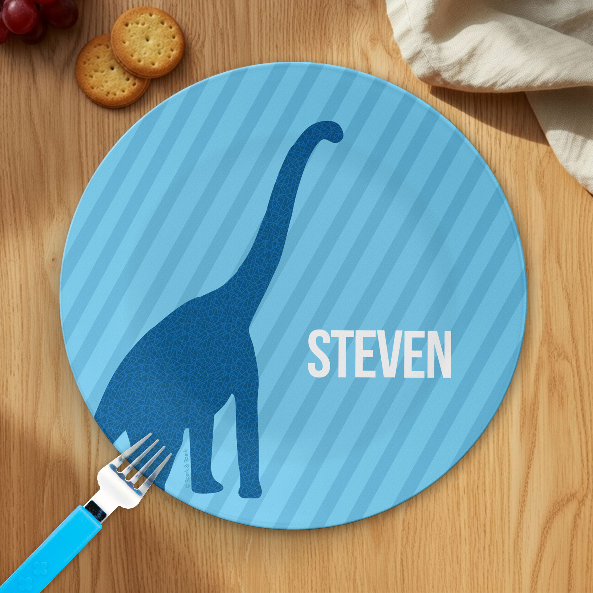 Dino And Me Blue Kids Plates