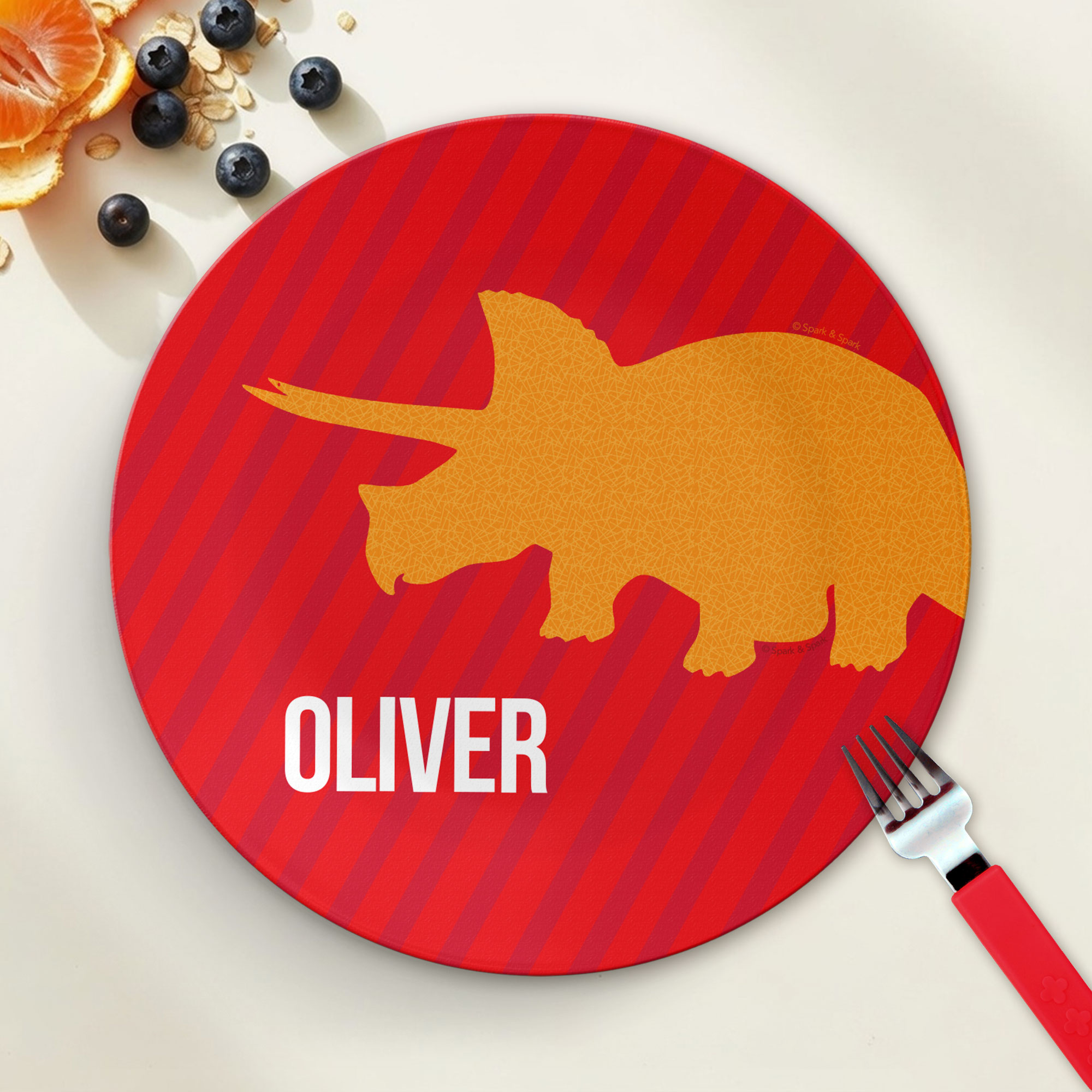 Dino And Me Red Kids Plates