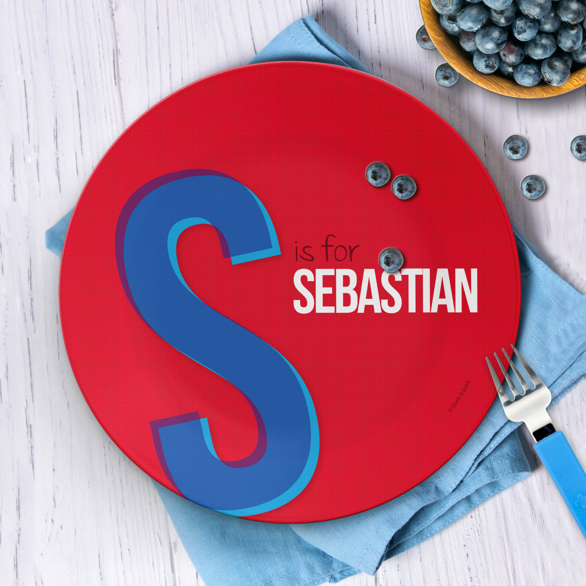 Double Initial Red Kids Plates