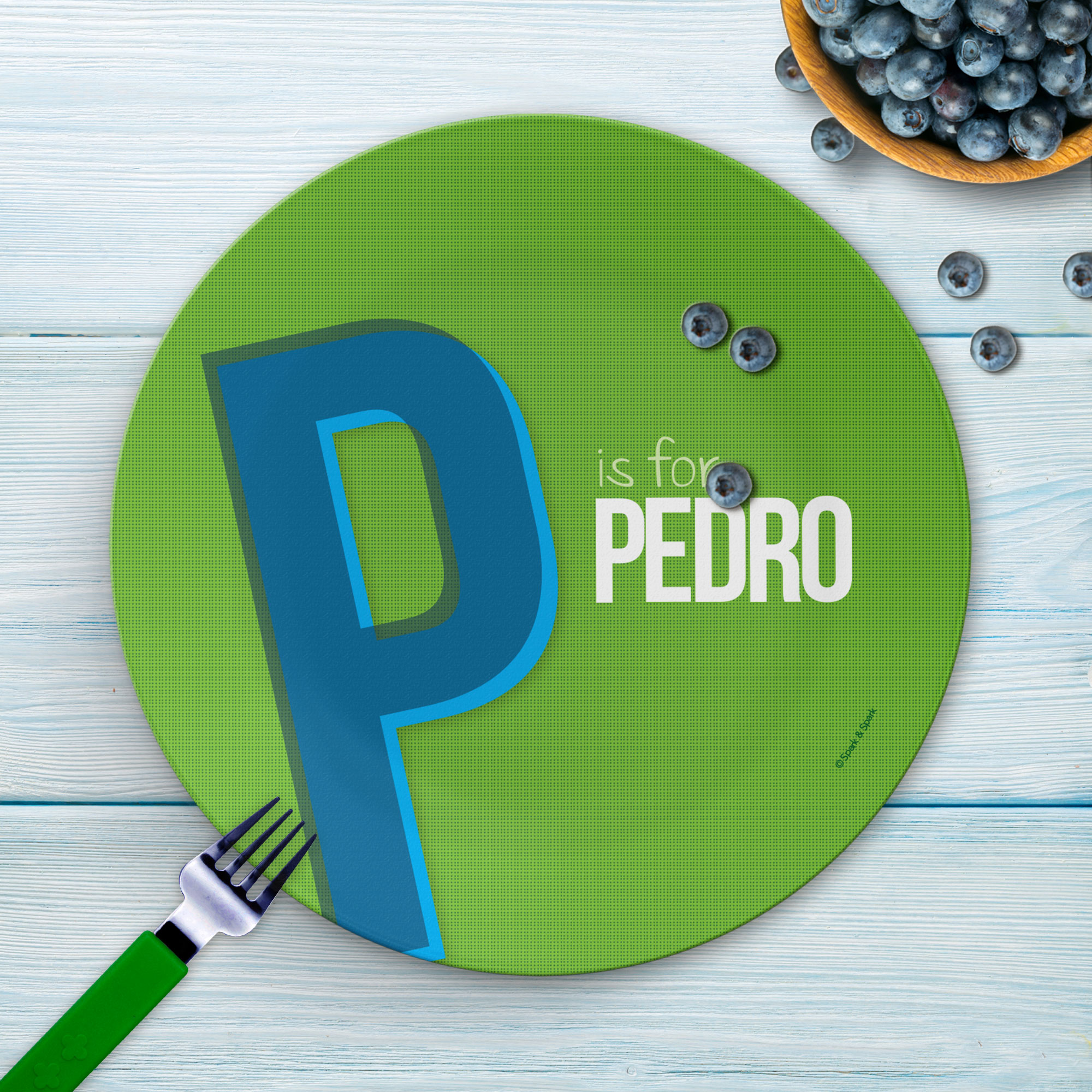 Double Initial Green Kids Plates