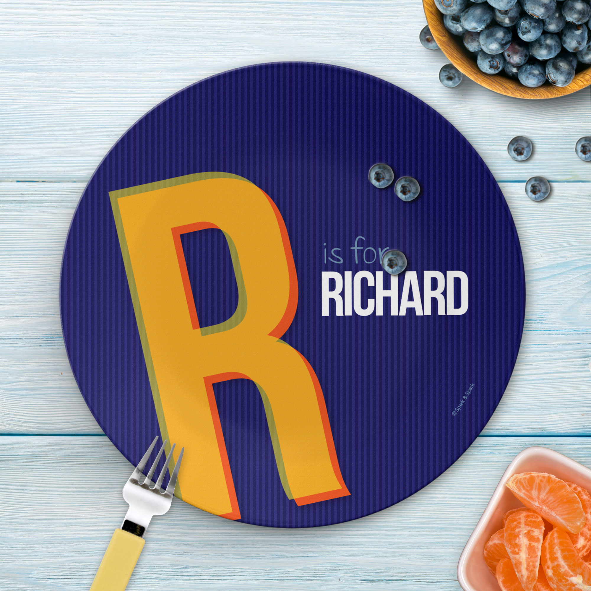 Double Initial Blue Kids Plates