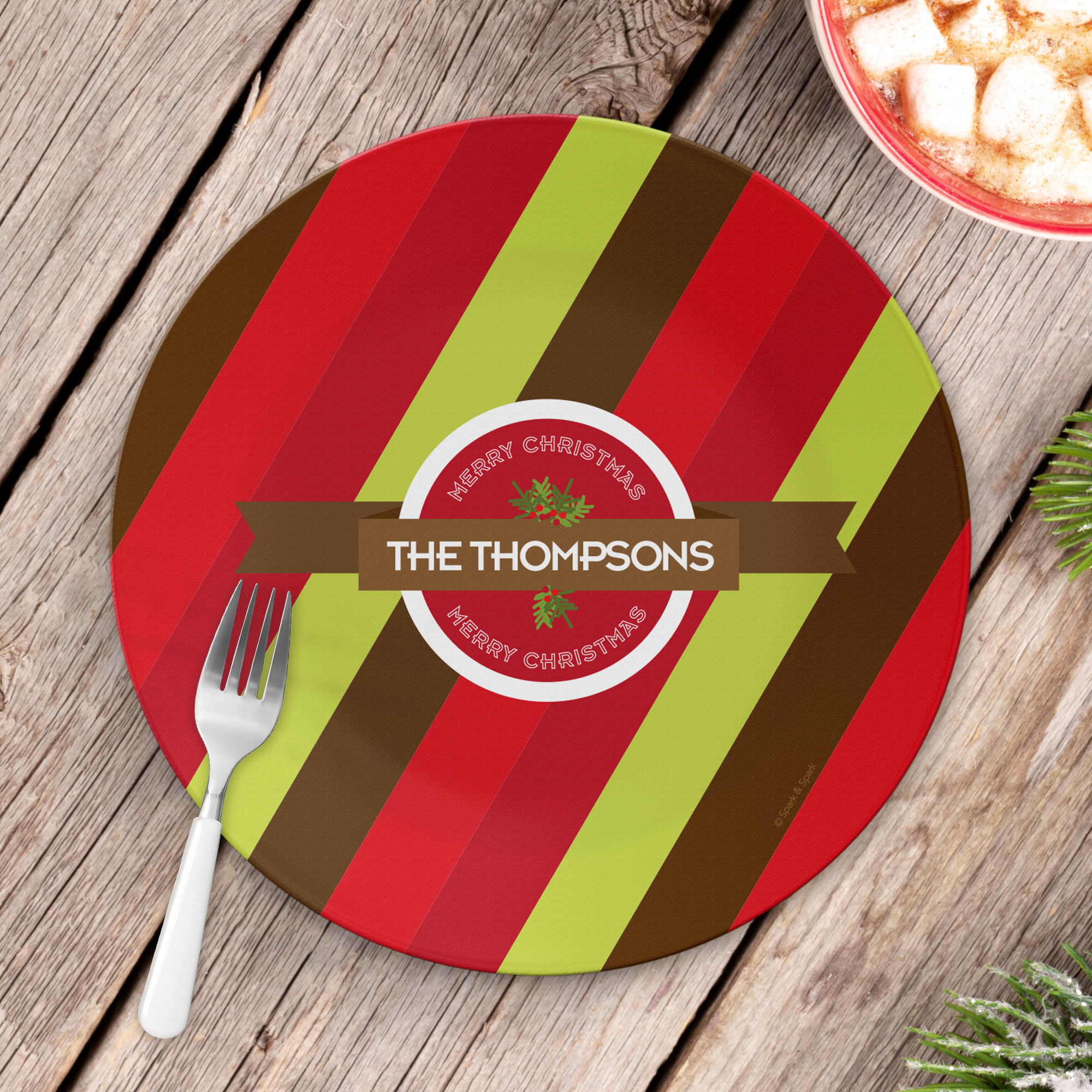 Xmas Bold Lines Personalized Christmas plates