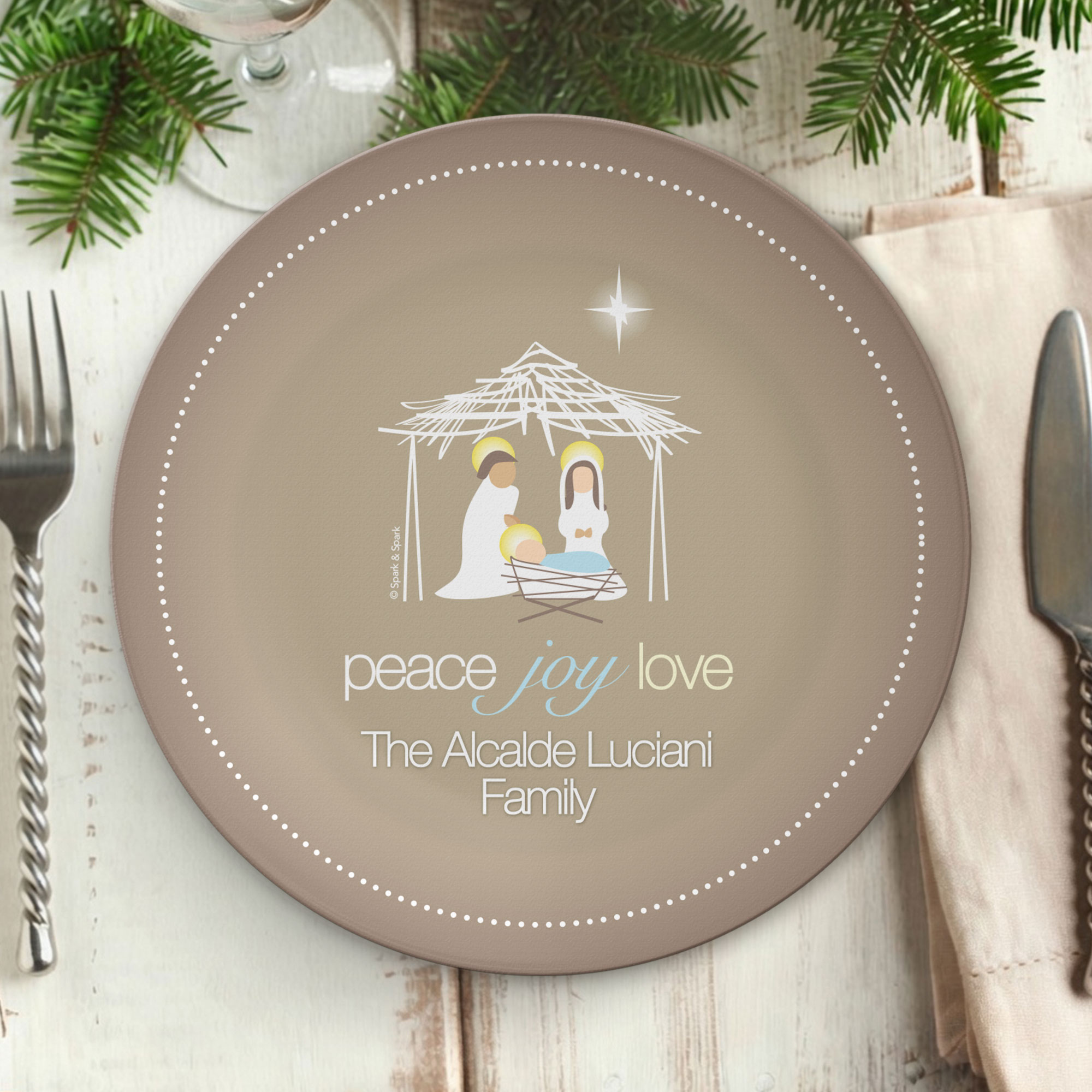 Wishful Nativity Personalized Christmas plates