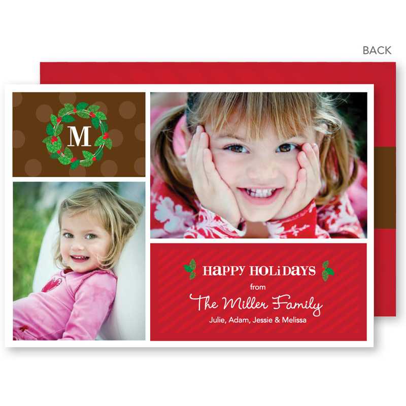 Cute Tiny Wreath Christmas Photo Cards