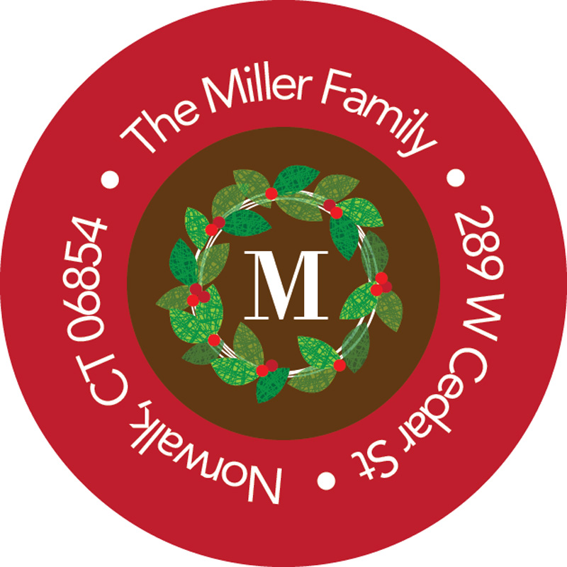 Cute Tiny Wreath Christmas Address Labels