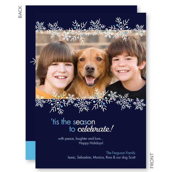 Floating Snowflakes Christmas Photo Cards