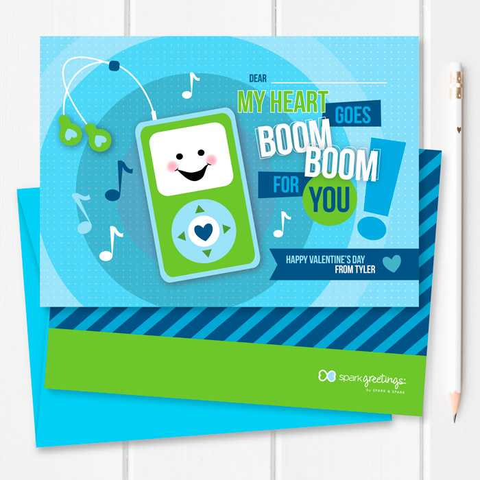 Blue Boom Boom For You Kids Valentines Cards