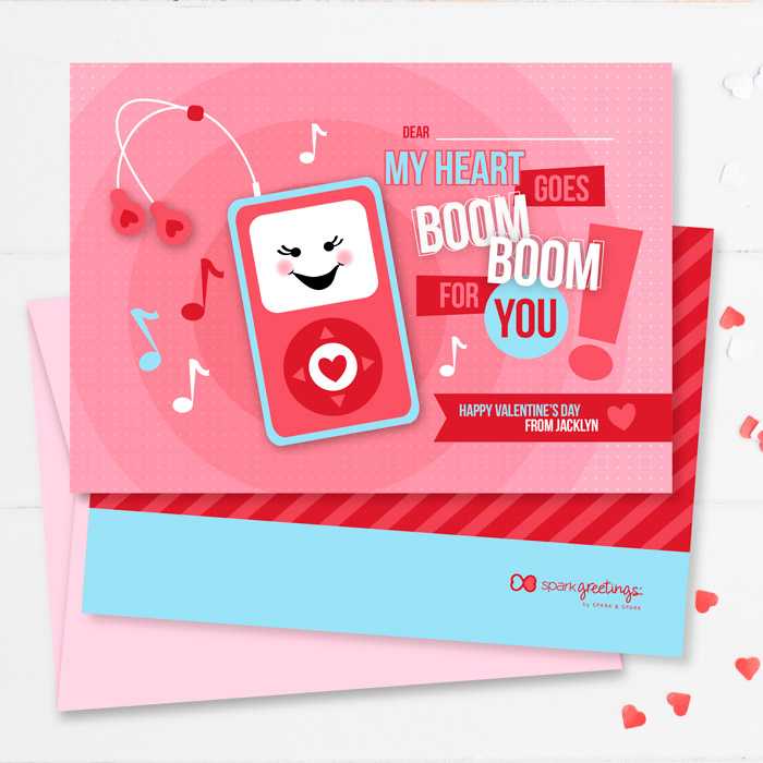 Pink Boom Boom For You Kids Valentines Cards