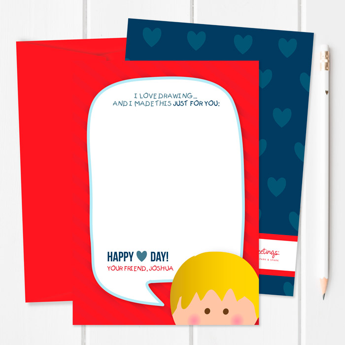 A Drawing For You-Boy Kids Valentines Cards