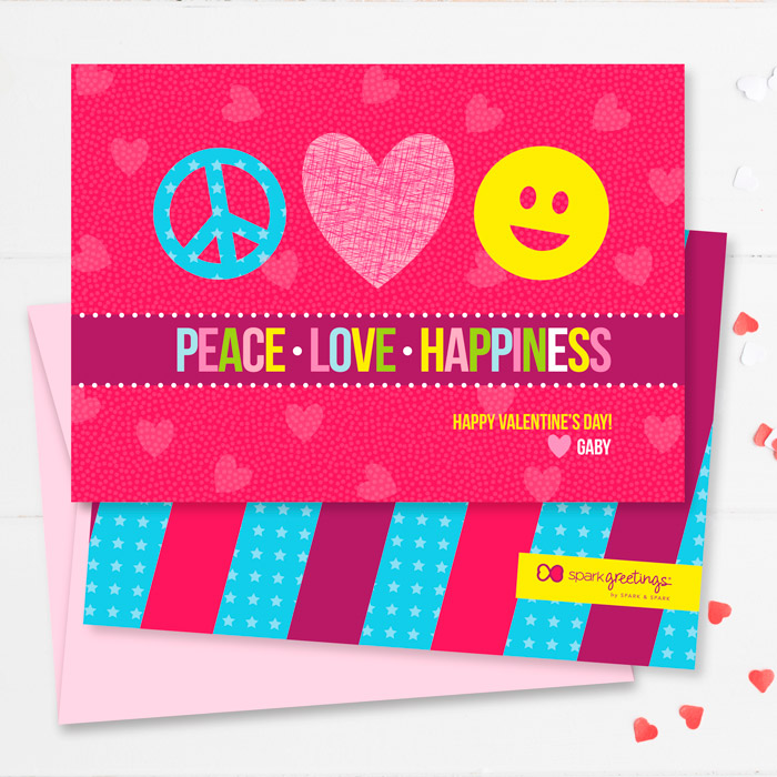 Peace, Love & Happiness Kids Valentines Cards