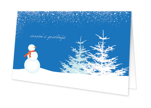 Snowy Day Blue Christmas Cards