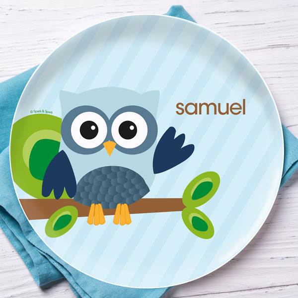 Owl Be Yours Blue Kids Plates