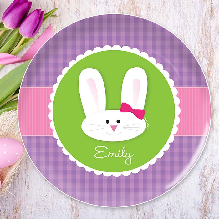 Smiley bunny purple kids plates