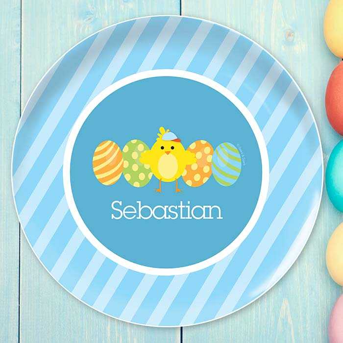 Easter chick Blue kids plates