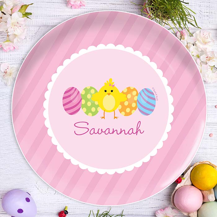 Easter Chick Pink Kids Plate