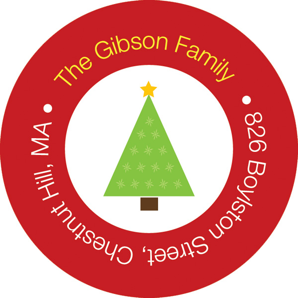 Three Xmas Trees Christmas Address Labels
