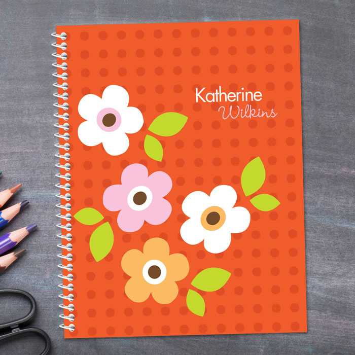 Preppy Flowers Orange Kids Notebook