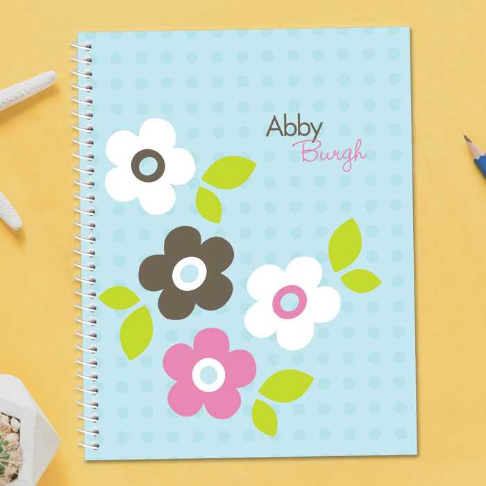 Preppy Flowers Blue Notebook