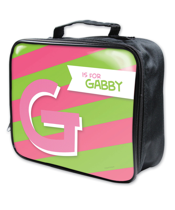 Double Initial Stripes Pink Soft Lunch Bag