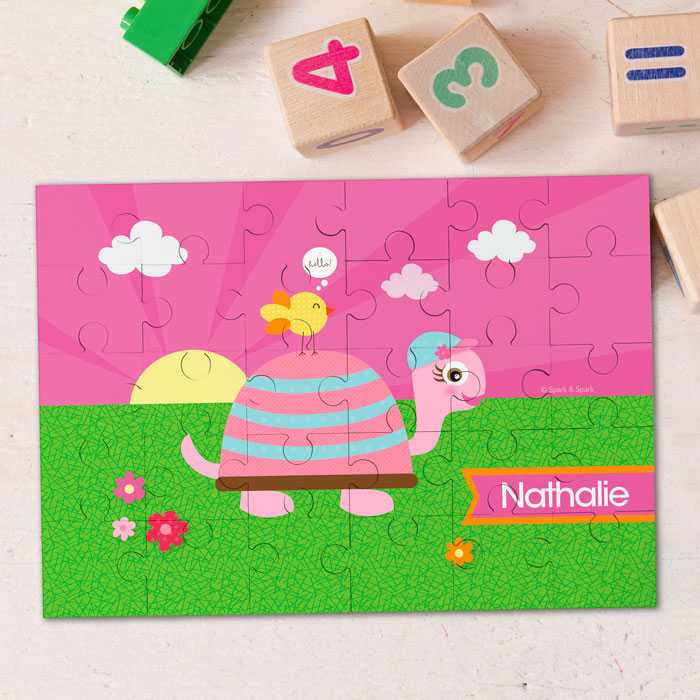 Turtle And Happy Bird Personalized Puzzles
