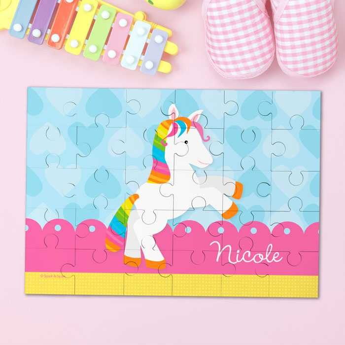 Cute Rainbow Pony Personalized Puzzles