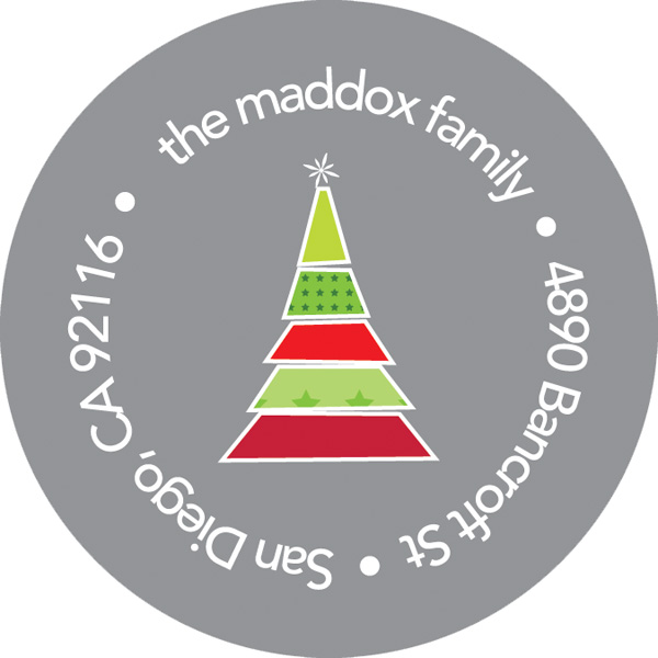 Xmas Trees With Stars Christmas Address Labels