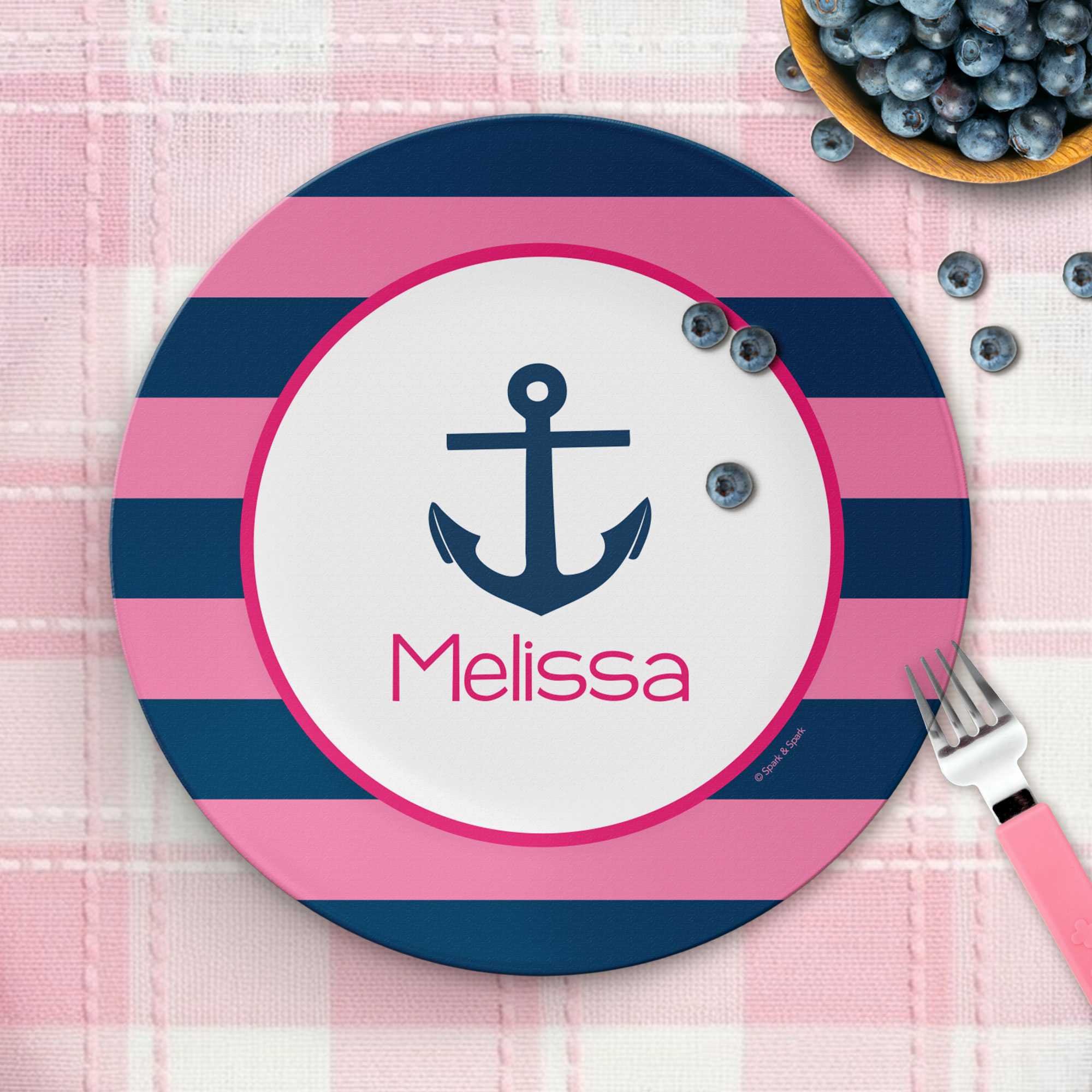 Let's Sail Pink Custom Plate for Girls
