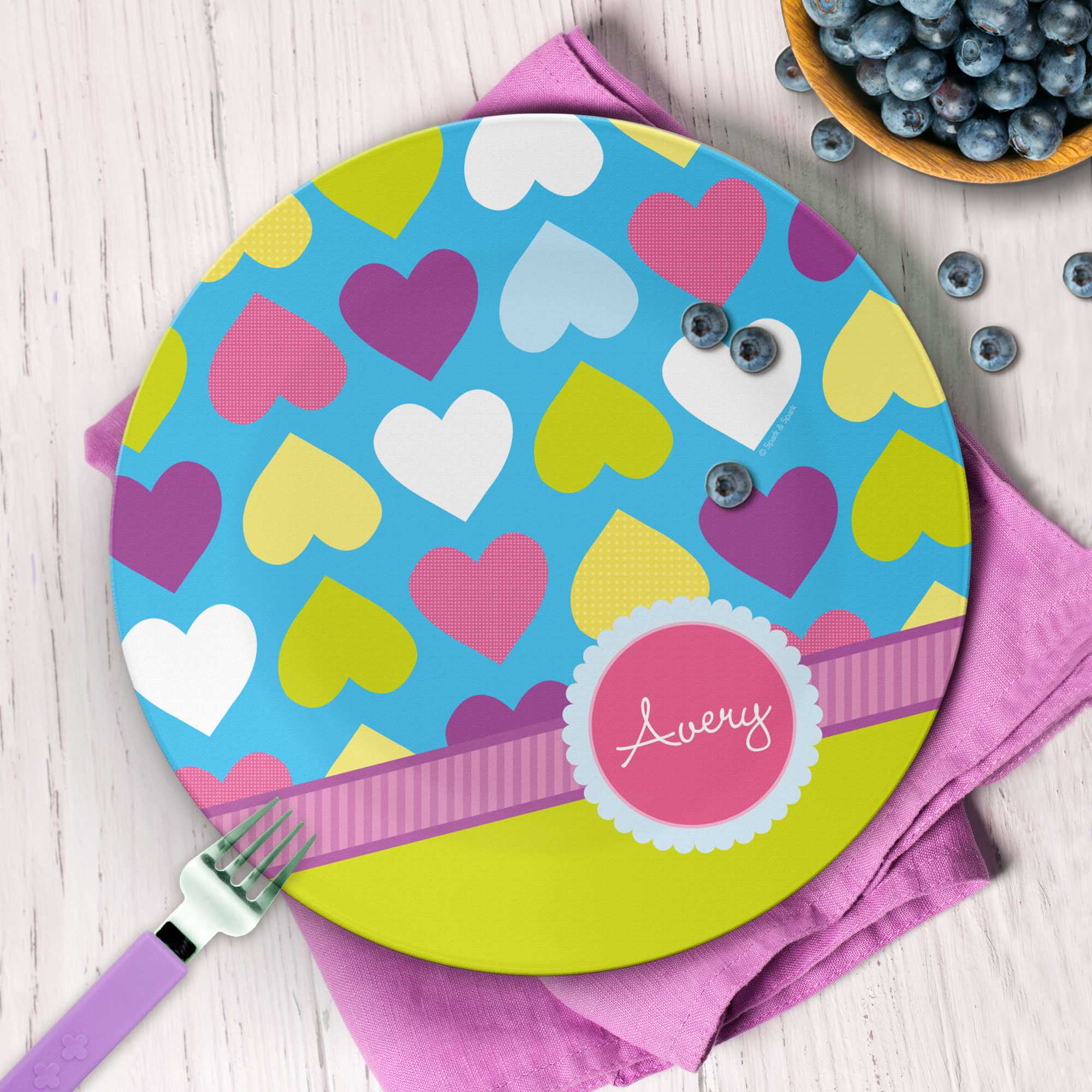 Happy Hearts Custom Plate for Girls