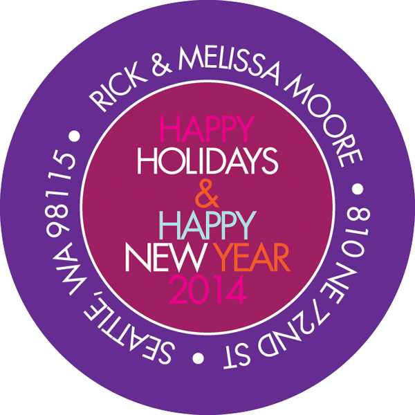 Hanging Ornaments Purple Christmas Address Labels
