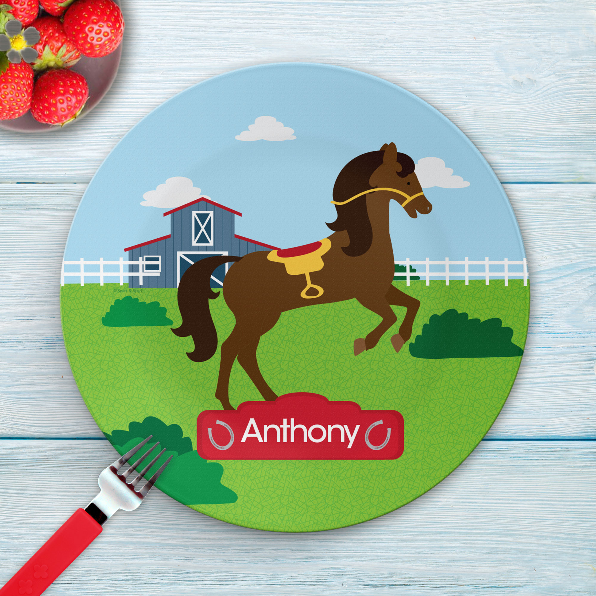 Cute Race Horse Kids Plate