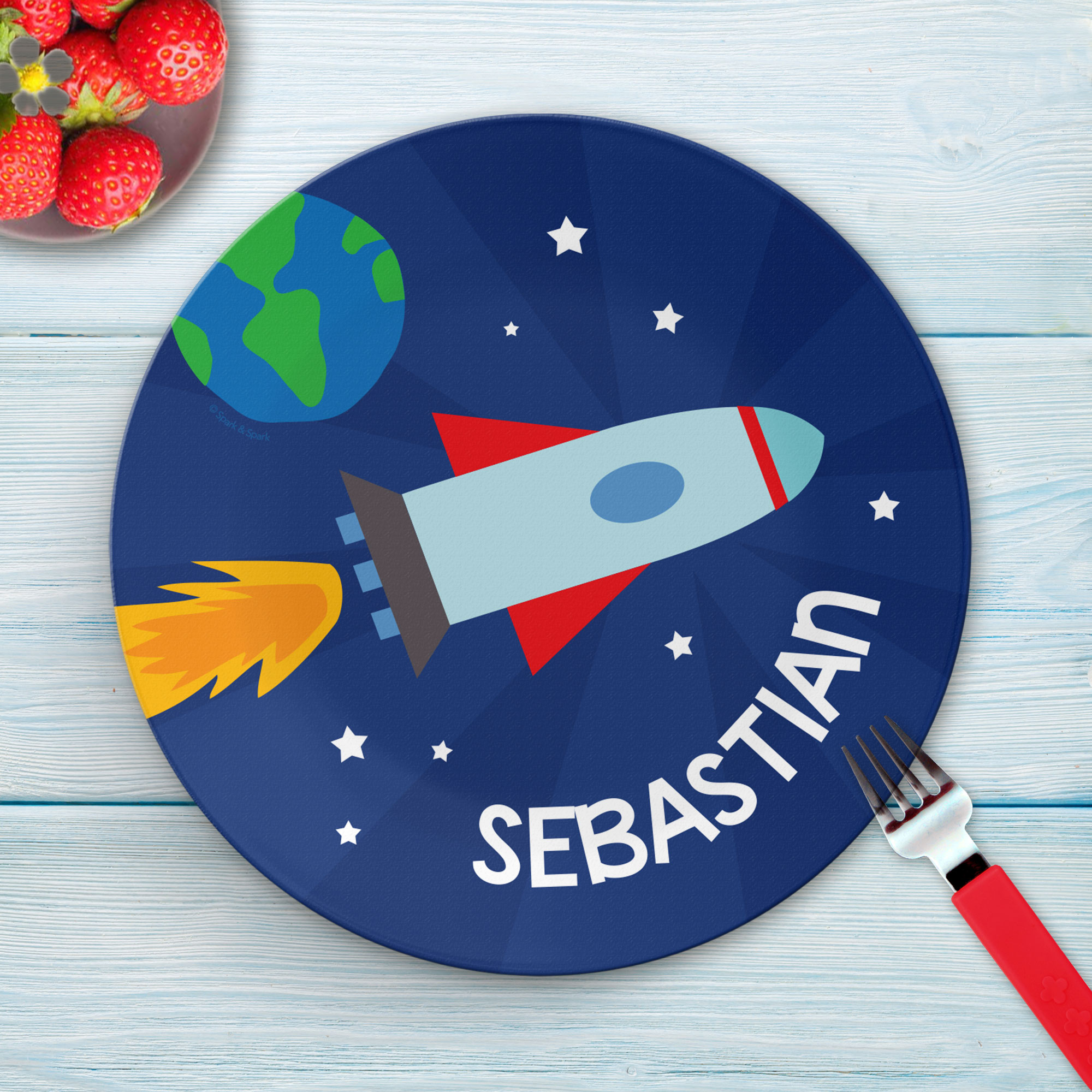 Rocket on the Sky Kids Plate
