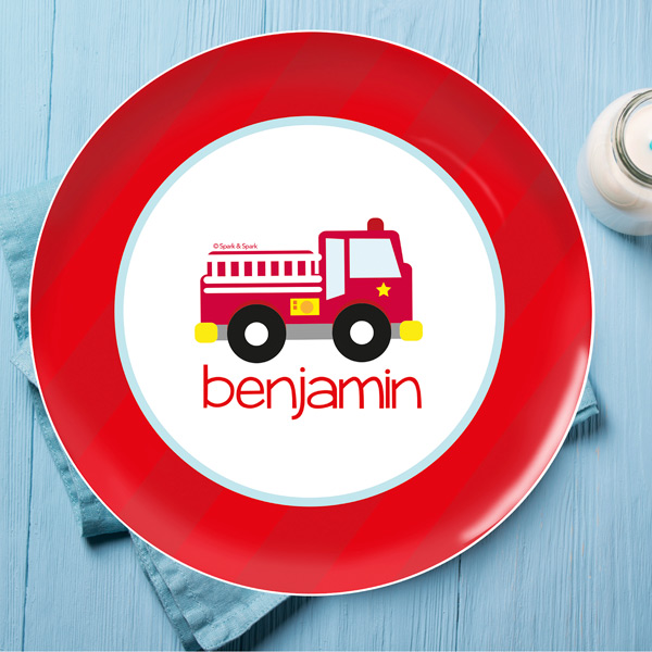 Cute Little Fire Truck Kids Plate