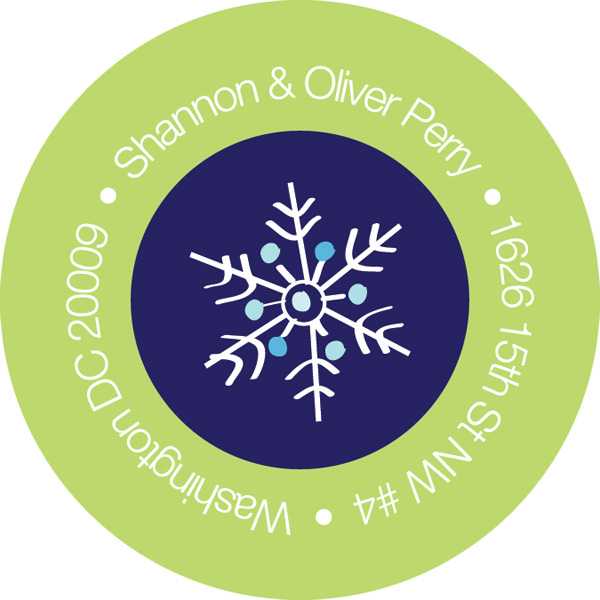 Falling Snowflakes Blue Christmas Address Labels