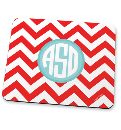 Red chevron & initials Mouse Pad