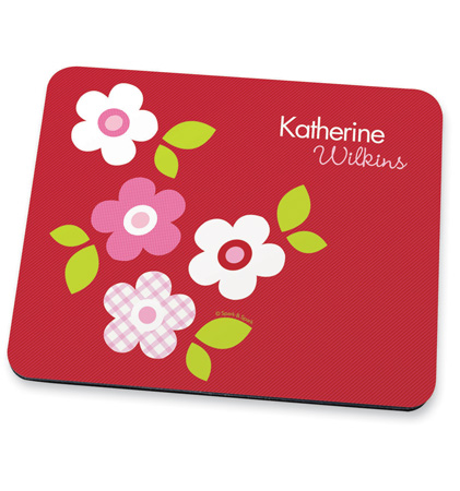 Preppy Flowers Red Mouse Pad