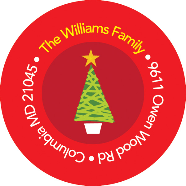 Xmas Modern Tree Christmas Address Labels