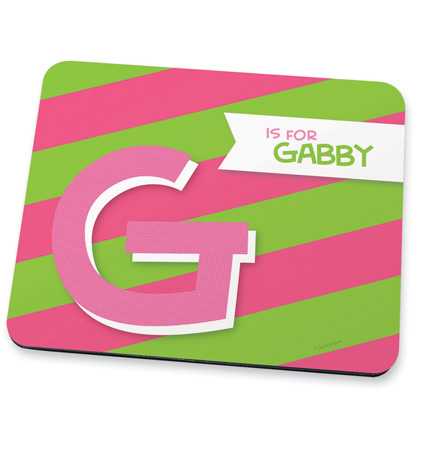 Double Initial Stripes pink Mouse Pad