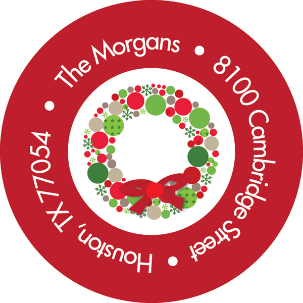 Bright Xmas Wreath Christmas Address Labels