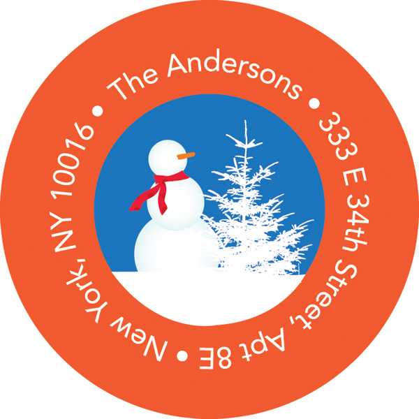 Snowy Day Blue Christmas Address Labels