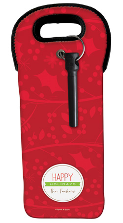 Red Christmas Flair Wine Tote
