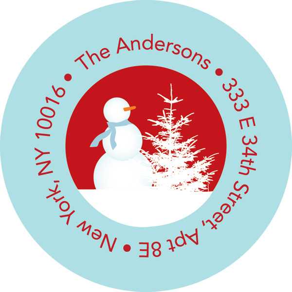 Snowy Day Red Christmas Address Labels
